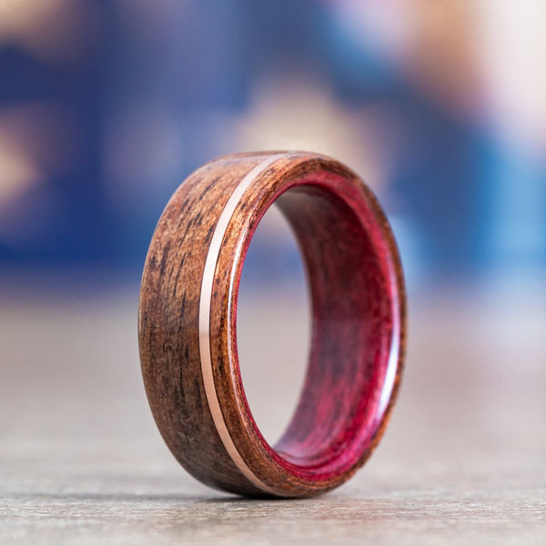 Purpleheart Wood Ring With Titanium - Casavir Jewelry